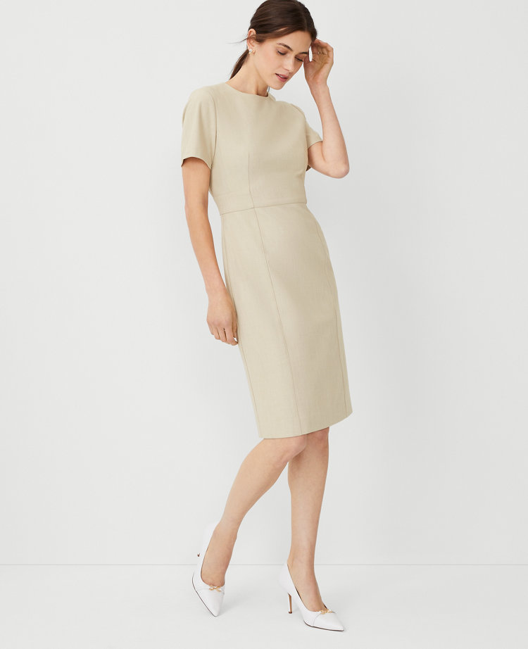 The Short Sleeve Sheath Dress in Bi-Stretch