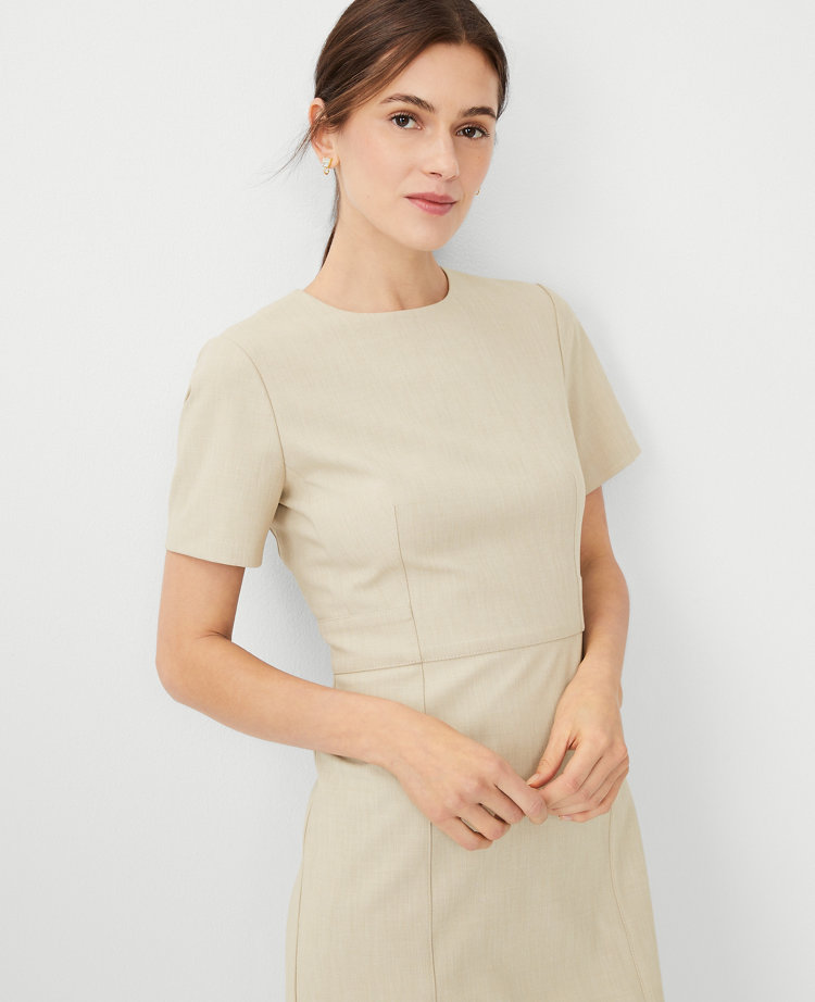 The Short Sleeve Sheath Dress in Bi-Stretch carousel Product Image 3