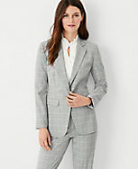 The Notched One Button Blazer in Plaid carousel Product Image 1