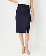The Belted Pencil Skirt in Stretch Cotton carousel Product Image 1