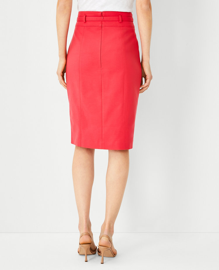 The Belted Pencil Skirt in Stretch Cotton