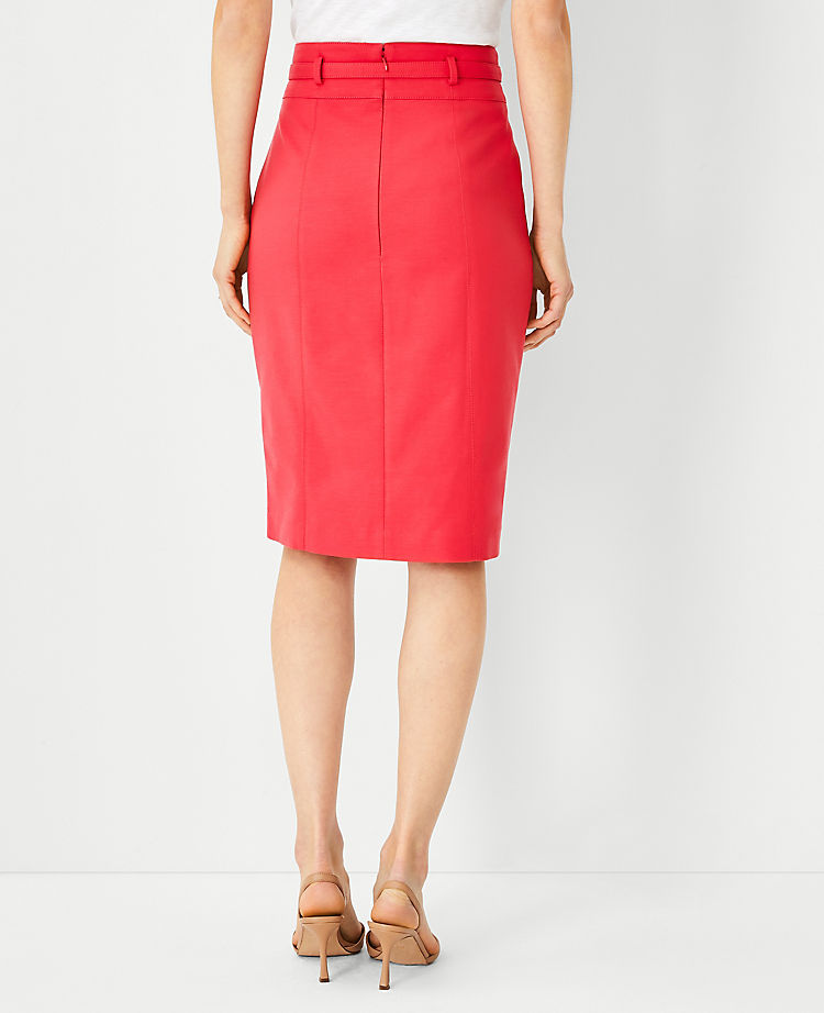 The Belted Pencil Skirt in Stretch Cotton