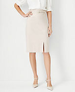 The Belted Pencil Skirt in Stretch Cotton carousel Product Image 1