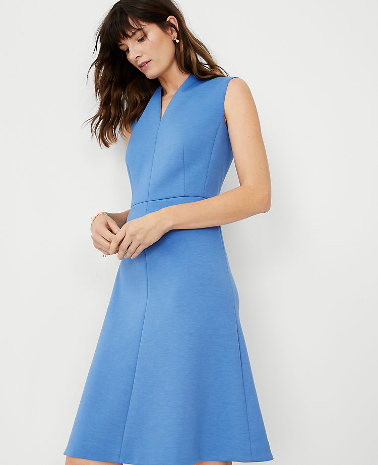 The Sleeveless V-Neck Flare Dress in Double Knit