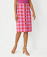 Plaid Button Front A-Line Skirt carousel Product Image 1