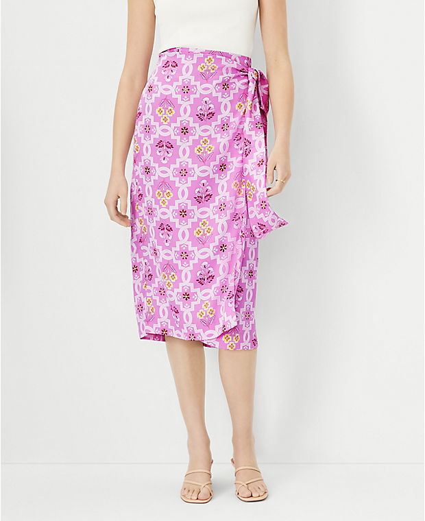 Tile Print Sarong Pencil Skirt