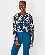 Petite Baroque Floral Ruffle Sleeve Top carousel Product Image 1