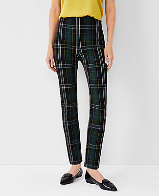 Ann Taylor The Petite High Waist Audrey Pant In Plaid In Green Multi