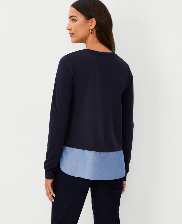 Chambray Layered Mixed Media Top
