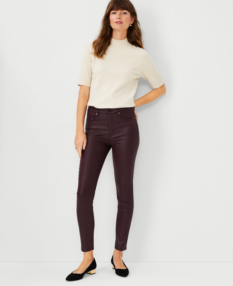 Petite Sculpting Rise Skinny Jeans in Burgundy Coated