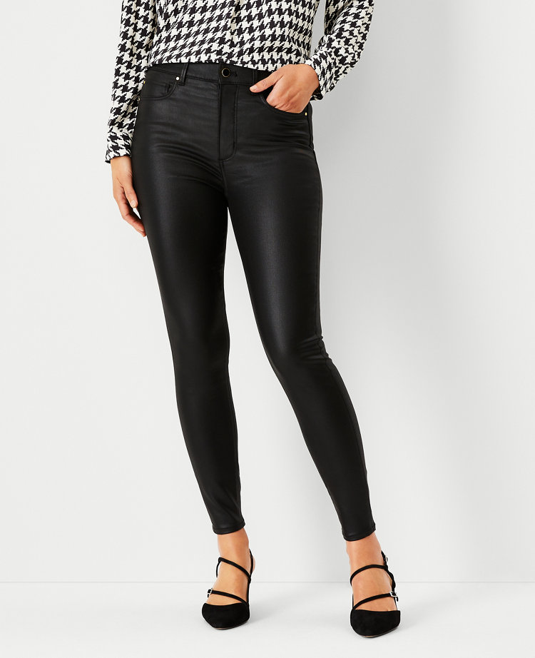 Sosandar Black Petite Coated Skinny Jeans