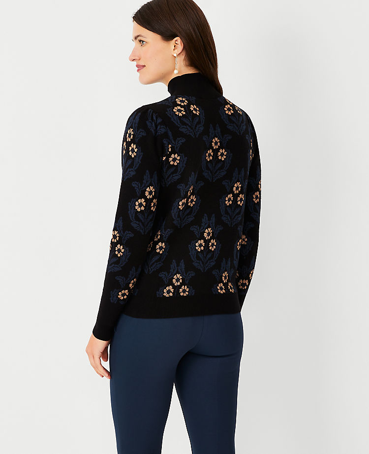 Petite Floral Jacquard Shimmer Sweater