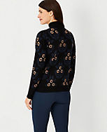 Petite Floral Jacquard Shimmer Sweater carousel Product Image 2