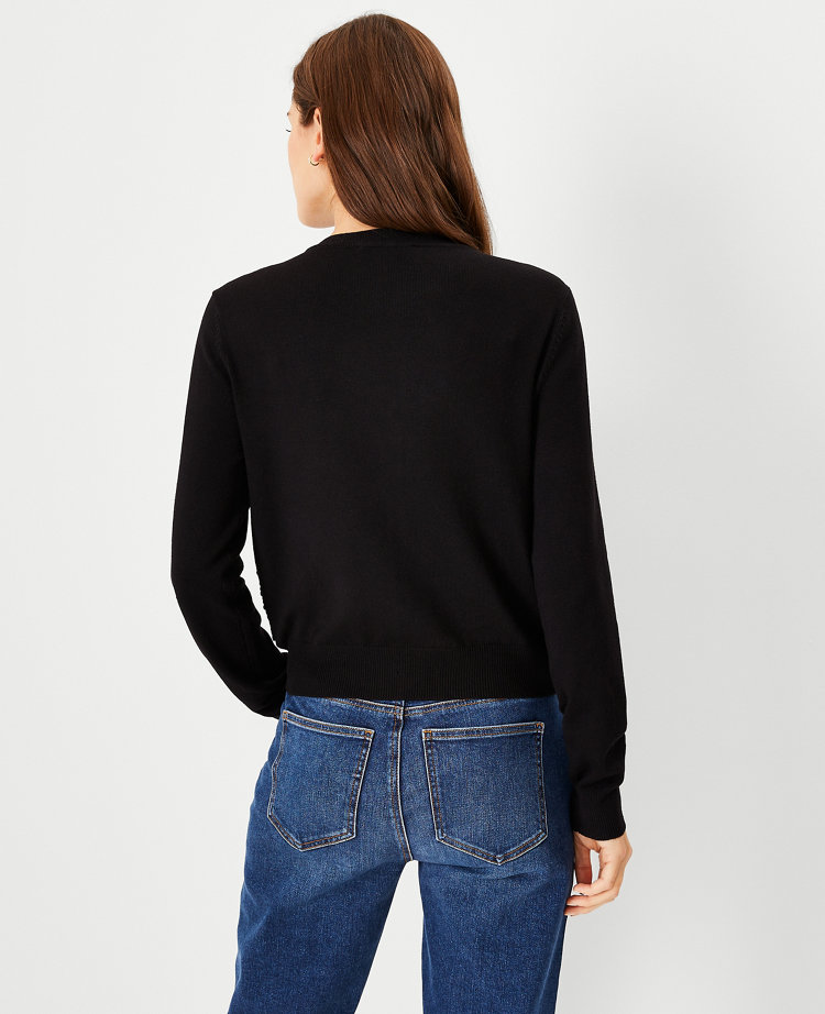 Petite Sequin Front Ann Cardigan - Black