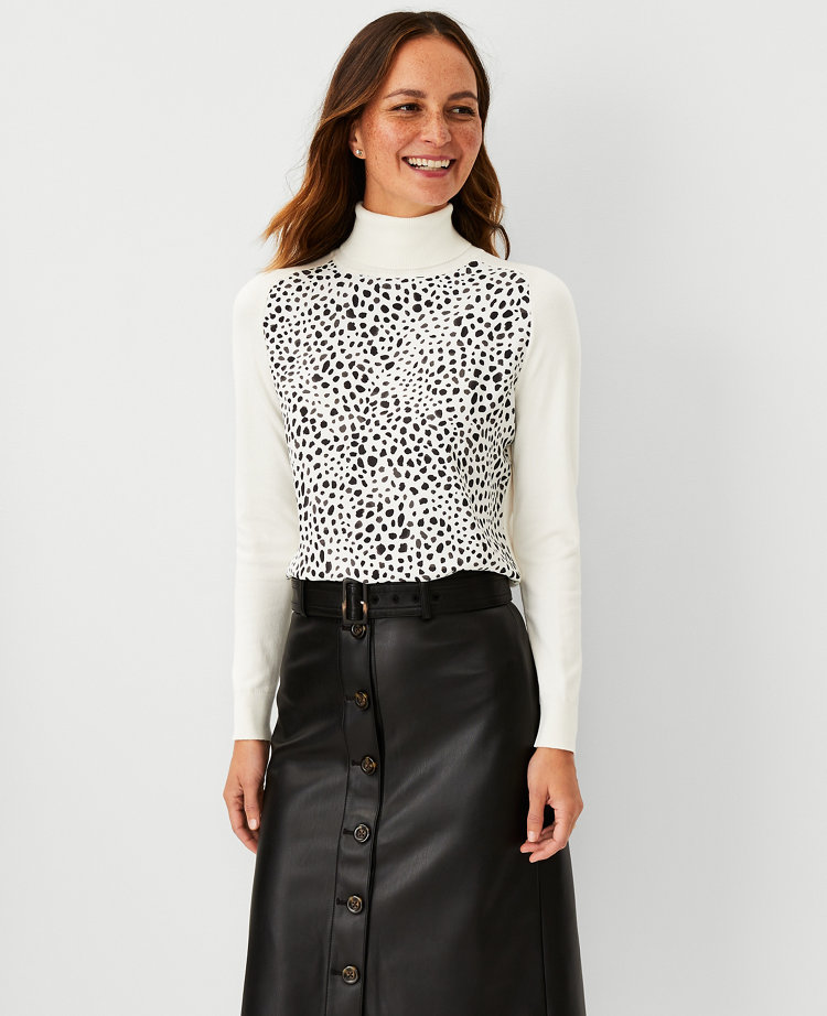 Grey leopard print turtleneck top best sale