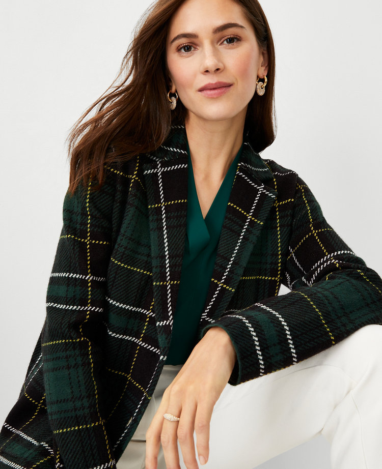 Plaid Sweater Blazer