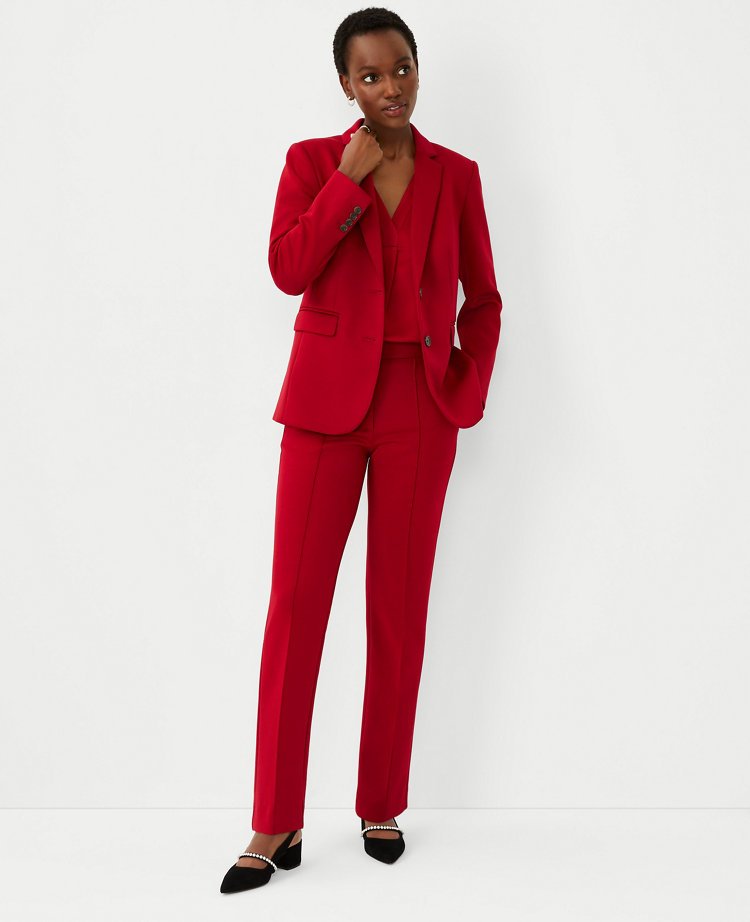 The Petite High Rise Straight Pant in Double Knit