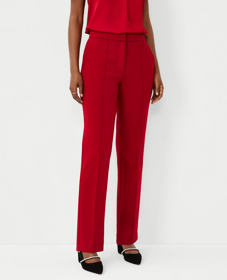 The Petite High Rise Straight Pant in Double Knit