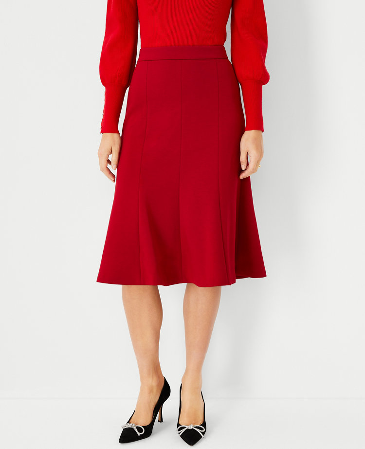 The Petite Seamed Flare Skirt in Double Knit