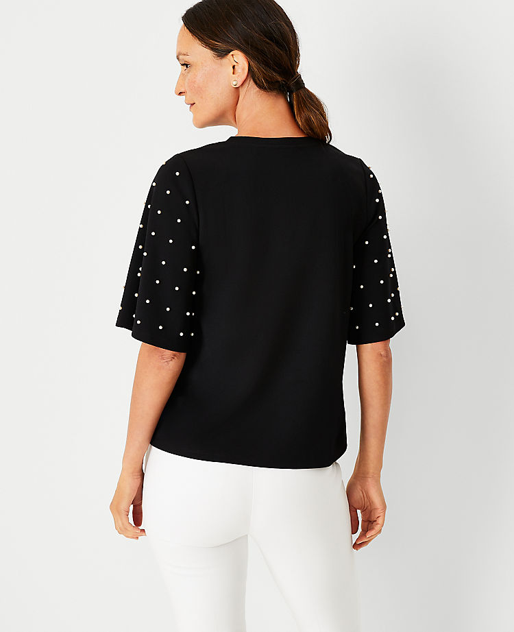 Petite Pearlized Sleeve Top