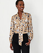 Petite Floral V-Neck Bow Blouse carousel Product Image 3