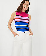 Striped Mock Neck Sweater Shell carousel Product Image 1