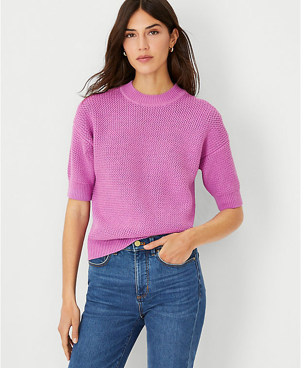 Geo Stitch Elbow Sleeve Sweater