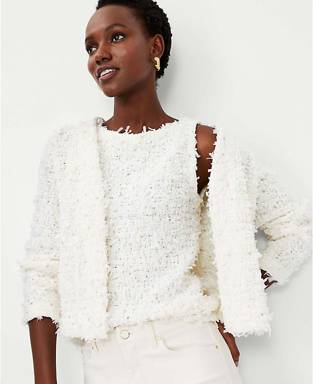 Shimmer Textured Tweed Sweater Shell