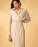 Petite Shimmer Pleated Wrap Dress carousel Product Image 5