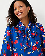 Border Floral Tie Neck Top carousel Product Image 3