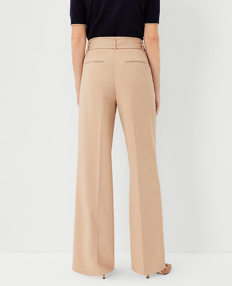 The Petite Tie Waist Wide Leg Pant in Soft Twill