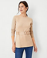 Petite Faux Suede Tie Waist Top carousel Product Image 1