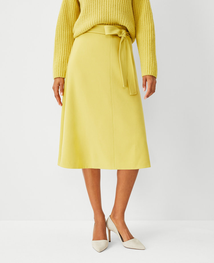 Petite Tie Waist Midi Skirt