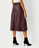 Petite Belted Faux Leather Midi Skirt carousel Product Image 2