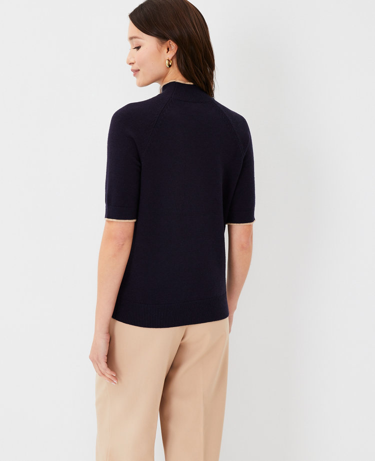 Tipped Mock Neck Sweater Tee
