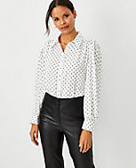 Geo Collared Button Down Blouse carousel Product Image 1