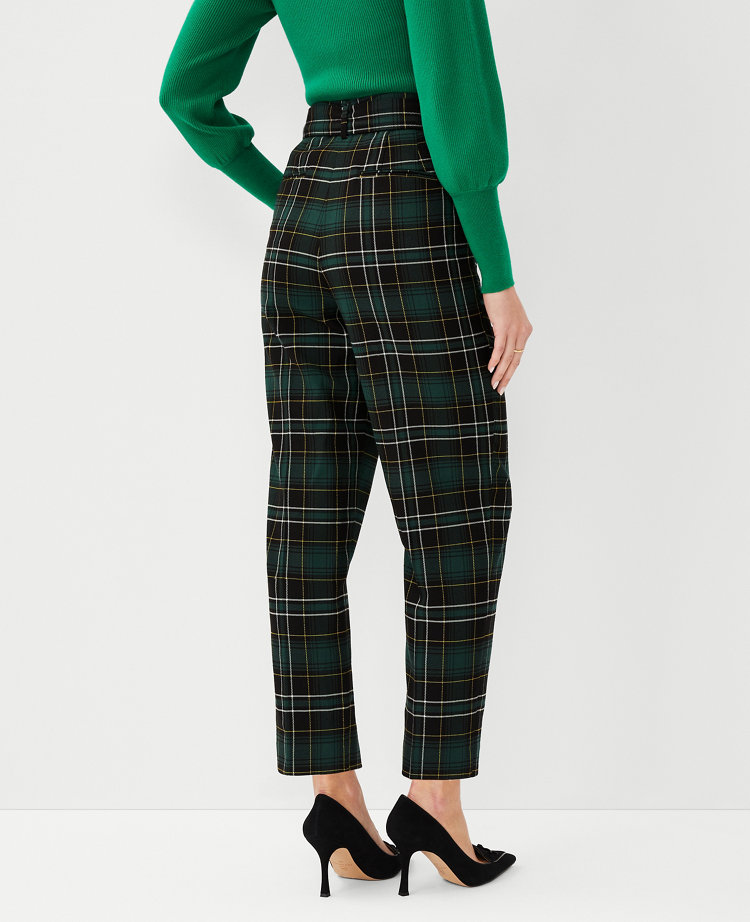 Frilled tie waist hot sale plaid pants