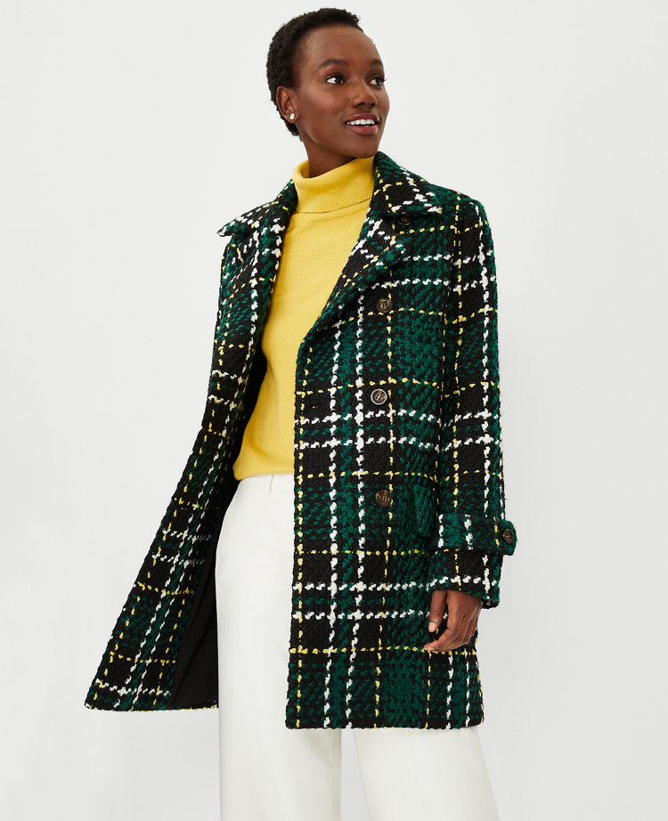 Womens plaid pea store coat