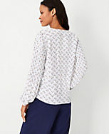 Petite Floral Pleated Sleeve V-Neck Popover carousel Product Image 2