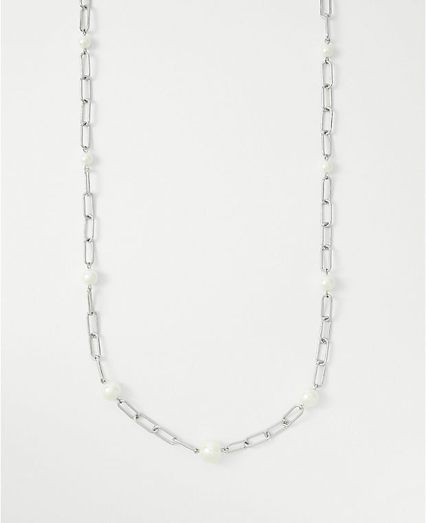 Pearlized Link Station Necklace