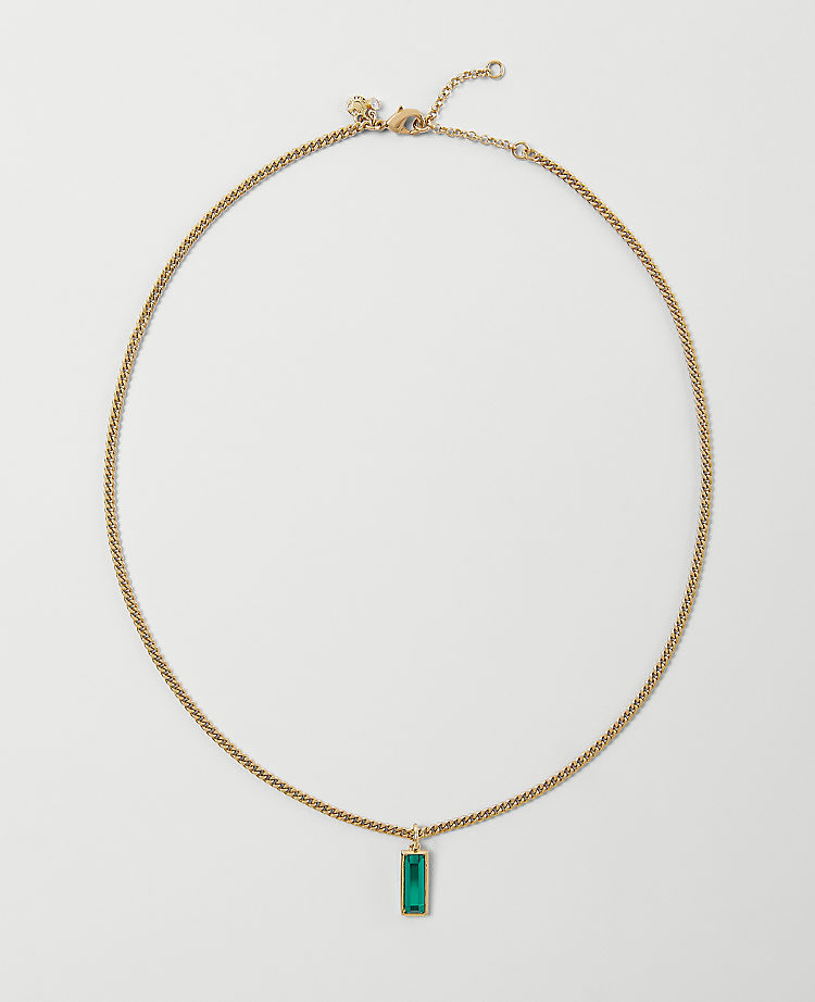 Emerald Cut Crystal Pendant Necklace
