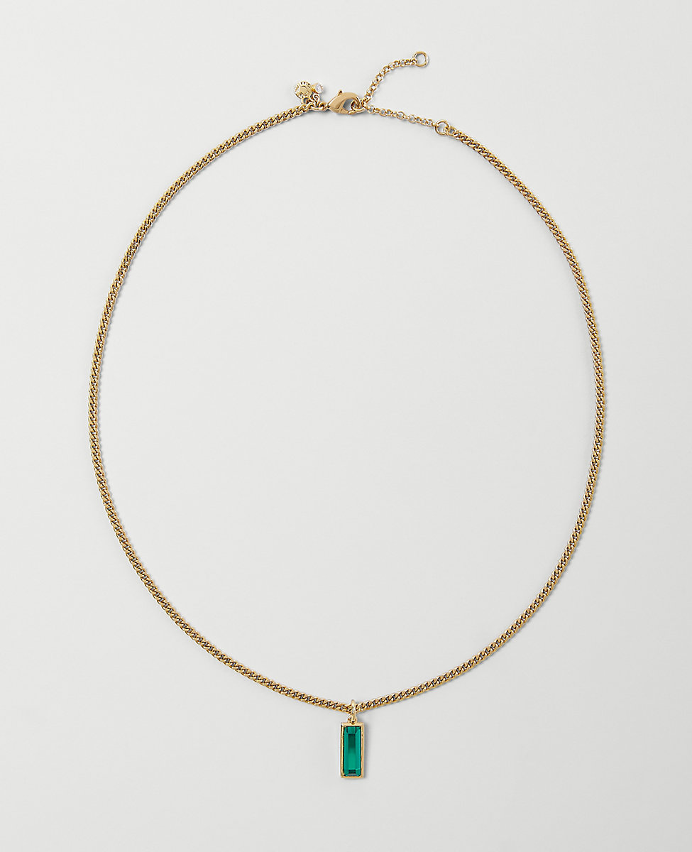 Emerald Cut Crystal Pendant Necklace
