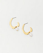 Pearlized Drop Crescent Hoop Earrings carousel Product Image 1