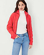 Petite Zip Cable Sweater Jacket carousel Product Image 1
