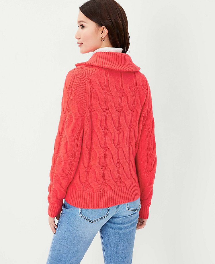Petite Zip Cable Sweater Jacket