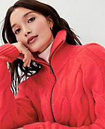 Petite Zip Cable Sweater Jacket carousel Product Image 3