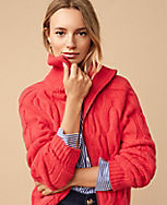 Petite Zip Cable Sweater Jacket carousel Product Image 4