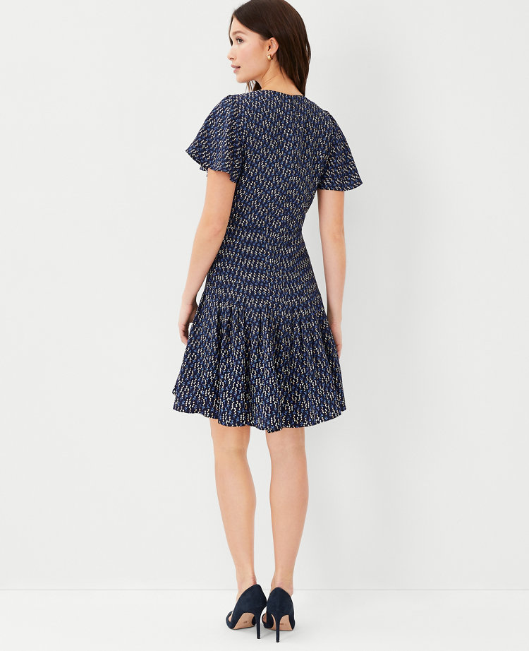 0000~COUTURE Flared Pleated Mini Dress with Front Cut-out main image 0