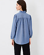 Chambray Ruffle Button Top carousel Product Image 2