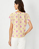 Tile Print Flutter Sleeve Square Neck Top carousel Product Image 2